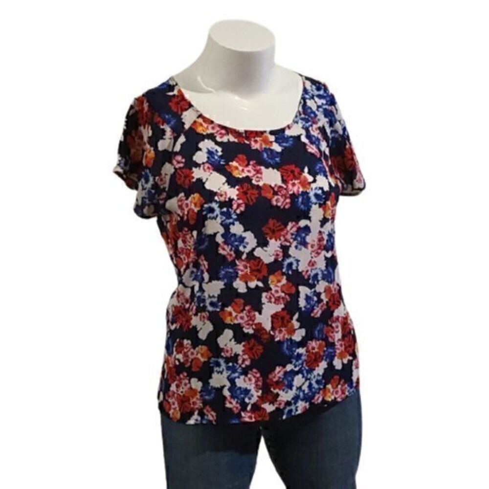 [Express] Flower Jewel Neck Top - Size L
